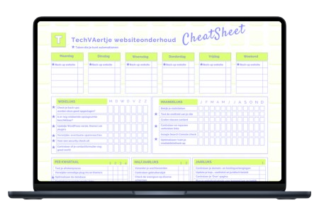 Mockup cheat sheet WordPress onderhoud